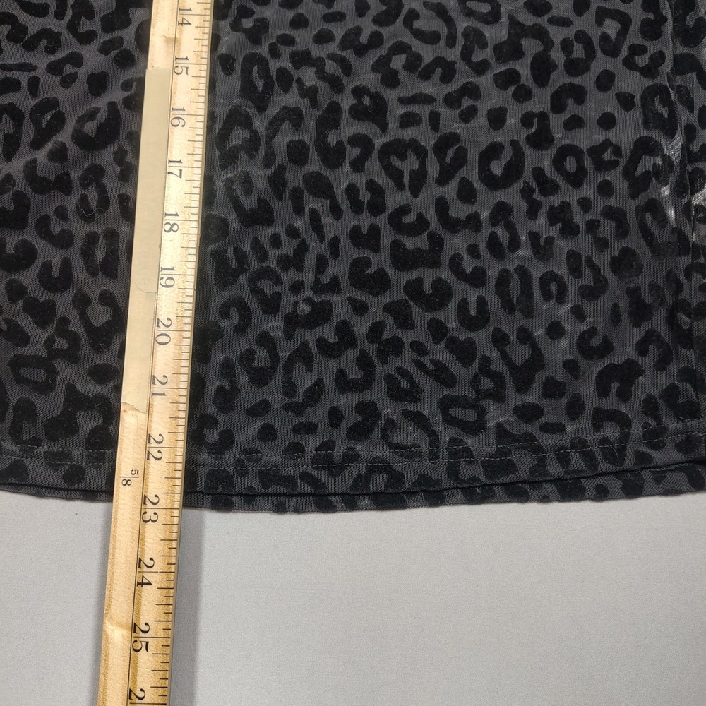 Kori America Mesh Top Women Medium Black Leopard Burnout Velvet Long Sleeve - Picture 7 of 10
